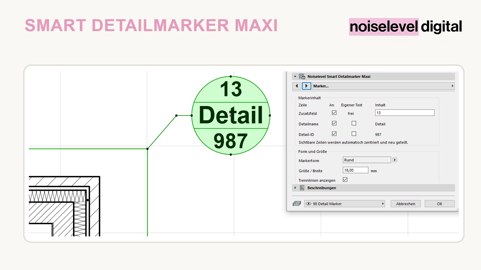 Smart Detailmarker Maxi – Markerinhalt in Archicad konfigurieren