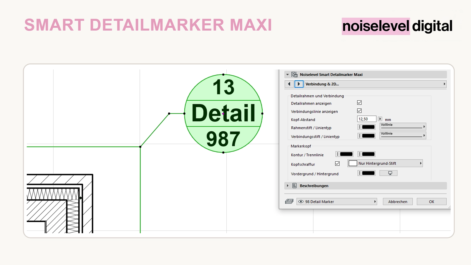 Smart Detailmarker Maxi – Detailrahmen und Verbindung konfigurieren