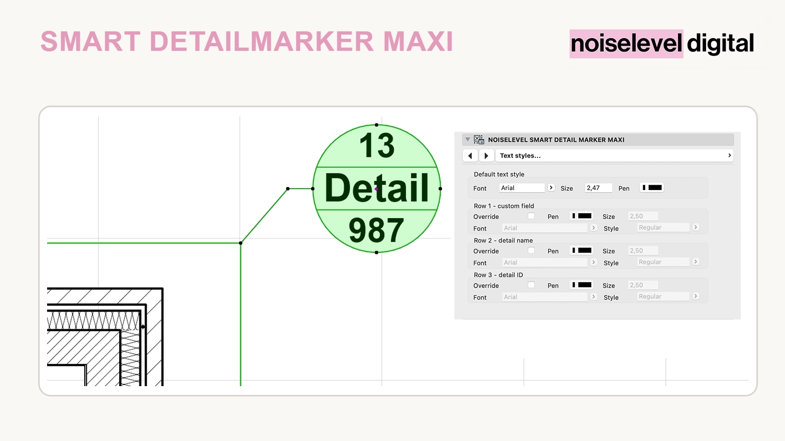 Smart Detailmarker Maxi – configure text styles for each marker line