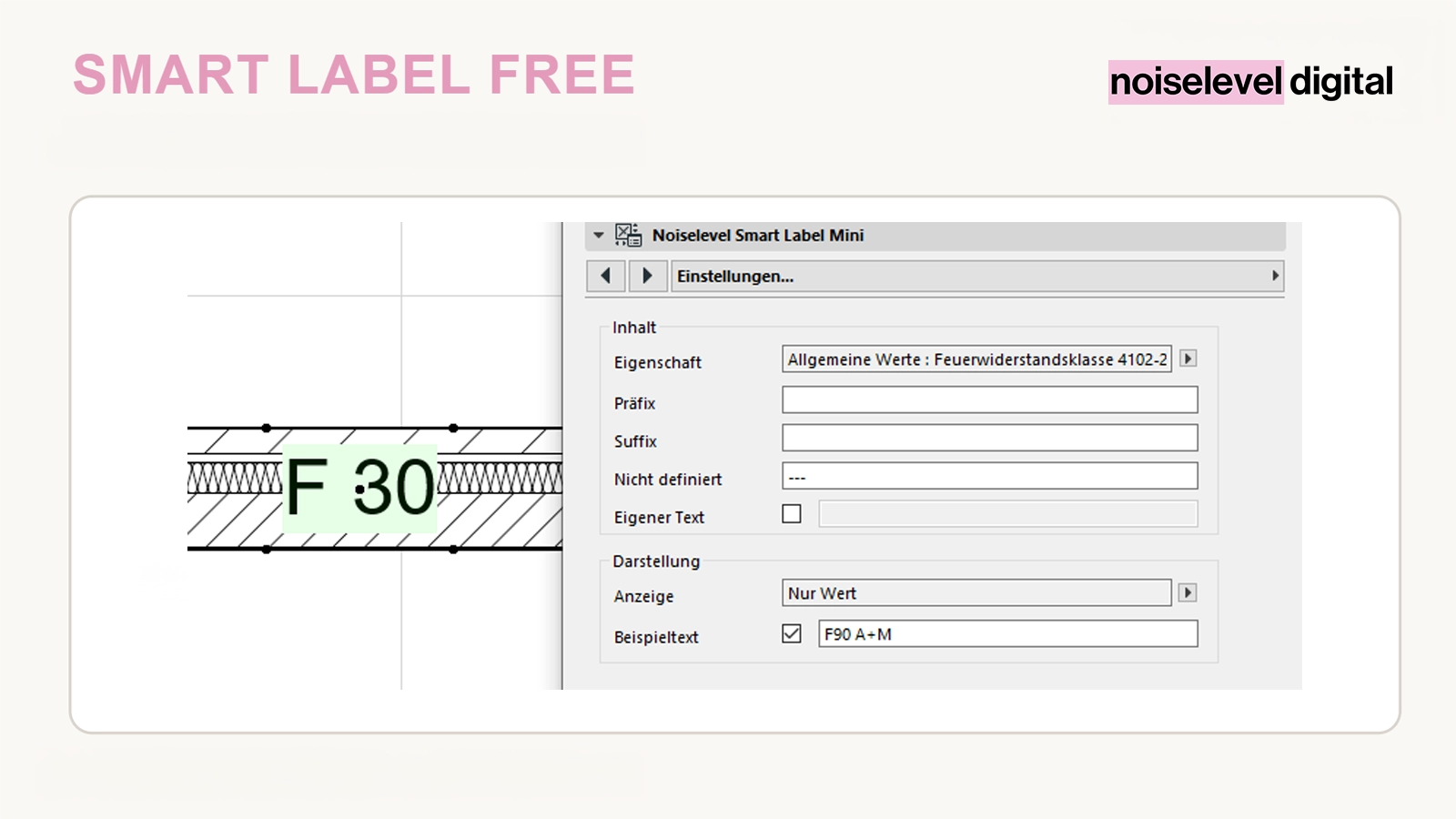 Smart Label Free – Inhaltseinstellungen im Archicad-Etikett