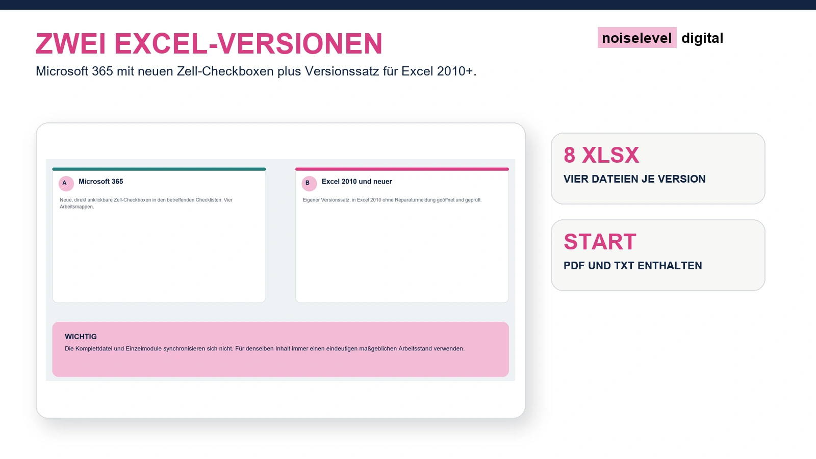 Planungsleitfaden Architektur – Excel-Versionen und Lieferumfang